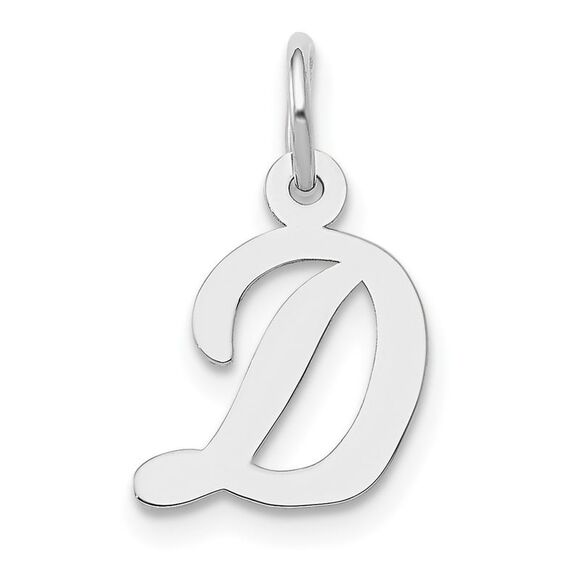 10k White Gold Small Script Initial D Charm - Picture 1 of 2